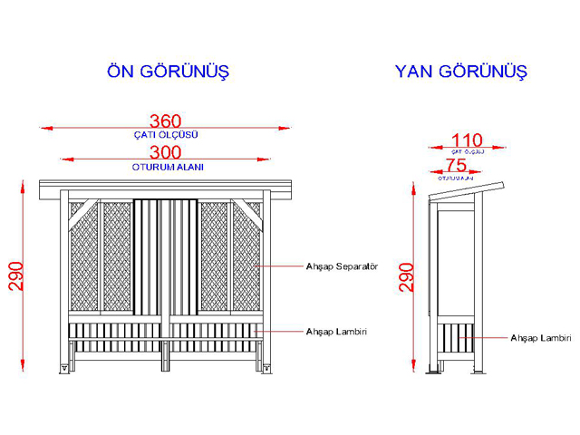Ahşap Otobüs Durakları / Ahşap Otobüs Durağı - 70601 Teknik Resim